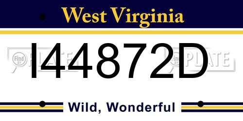 I44872D West Virginia License Plate