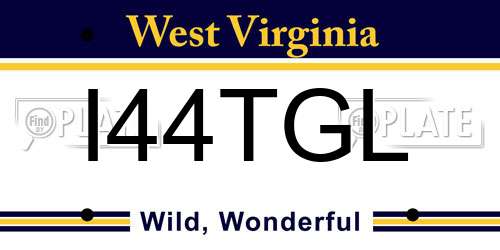 I44TGL West Virginia License Plate