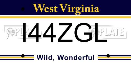 I44ZGL West Virginia License Plate