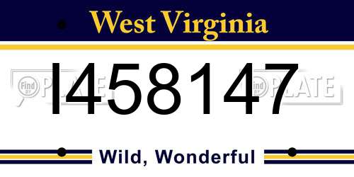 I458147 West Virginia License Plate