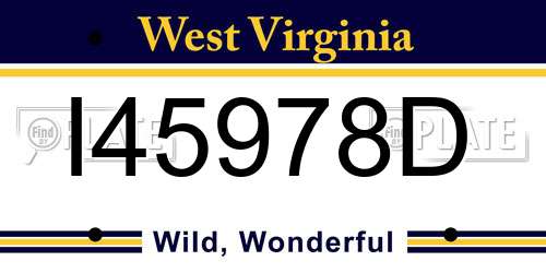 I45978D West Virginia License Plate