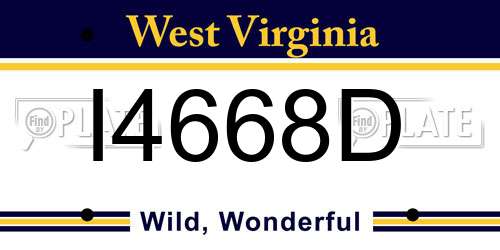 I4668D West Virginia License Plate