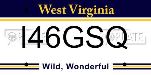 I46GSQ West Virginia License Plate