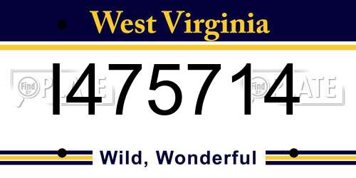 I475714 West Virginia License Plate