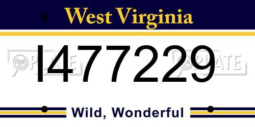 I477229 West Virginia License Plate