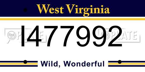 I477992 West Virginia License Plate