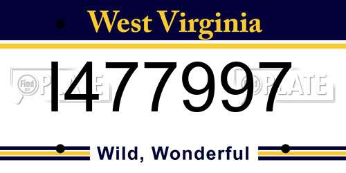 I477997 West Virginia License Plate