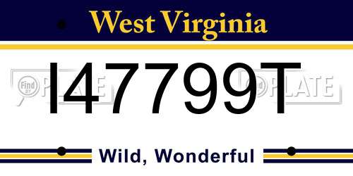 I47799T West Virginia License Plate