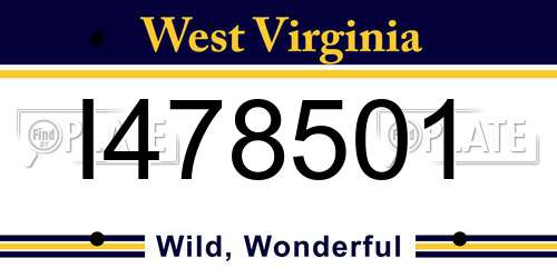 I478501 West Virginia License Plate