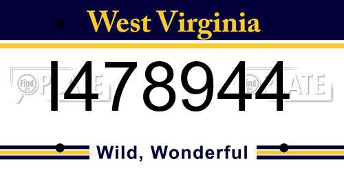I478944 West Virginia License Plate
