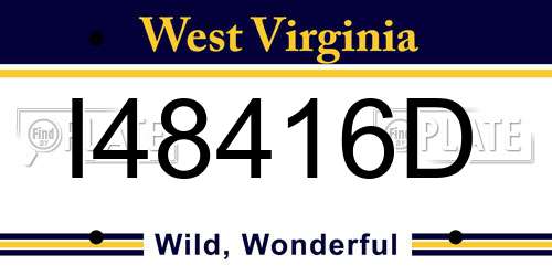 I48416D West Virginia License Plate