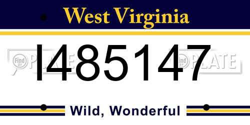 I485147 West Virginia License Plate