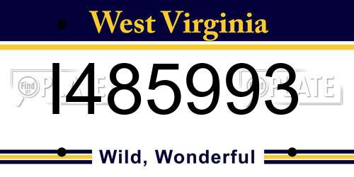 I485993 West Virginia License Plate