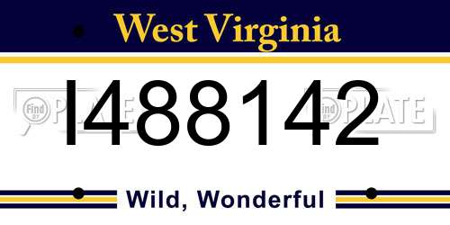 I488142 West Virginia License Plate