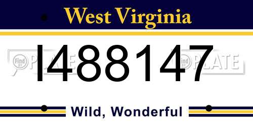 I488147 West Virginia License Plate