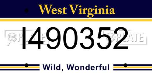 I490352 West Virginia License Plate