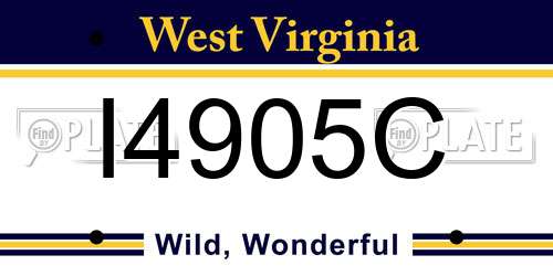 I4905C West Virginia License Plate