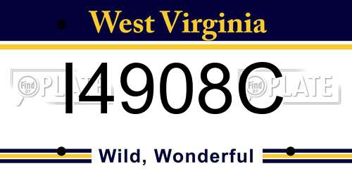 I4908C West Virginia License Plate