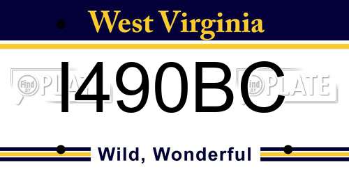 I490BC West Virginia License Plate