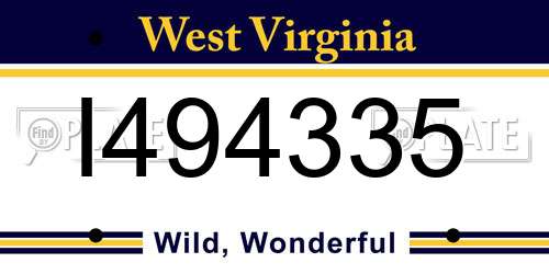 I494335 West Virginia License Plate