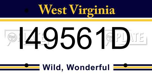 I49561D West Virginia License Plate