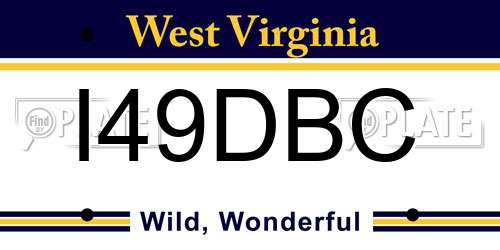 I49DBC West Virginia License Plate