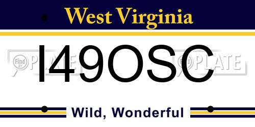 I49OSC West Virginia License Plate