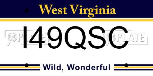 I49QSC West Virginia License Plate