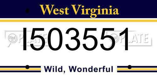 I503551 West Virginia License Plate