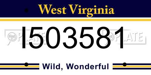 I503581 West Virginia License Plate