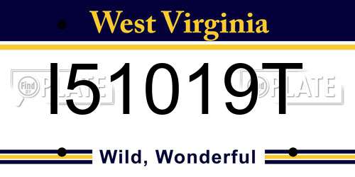 I51019T West Virginia License Plate