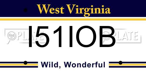 I51IOB West Virginia License Plate