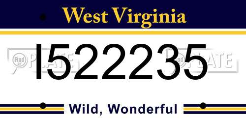 I522235 West Virginia License Plate