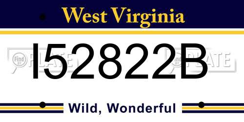I52822B West Virginia License Plate