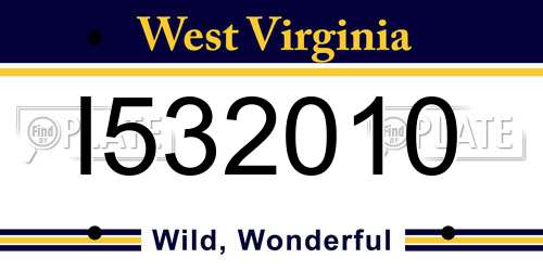 I532010 West Virginia License Plate