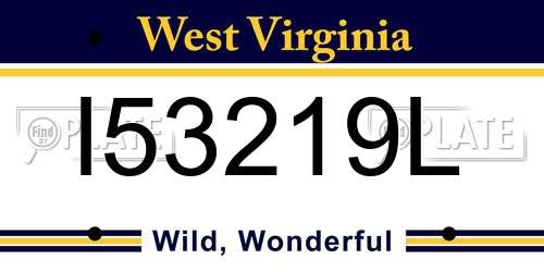 I53219L West Virginia License Plate