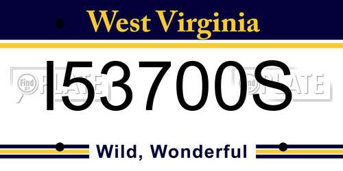I53700S West Virginia License Plate
