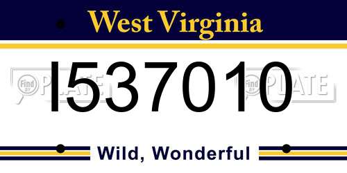 I537010 West Virginia License Plate