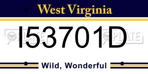 I53701D West Virginia License Plate