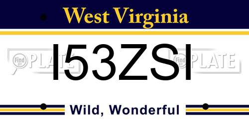 I53ZSI West Virginia License Plate