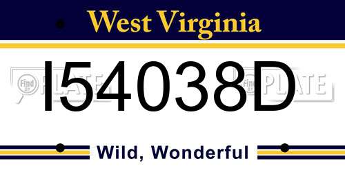 I54038D West Virginia License Plate