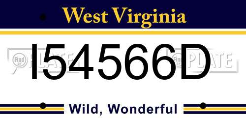 I54566D West Virginia License Plate