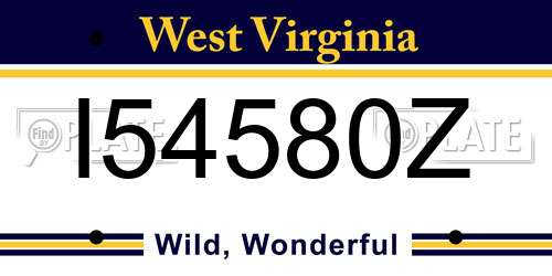 I54580Z West Virginia License Plate