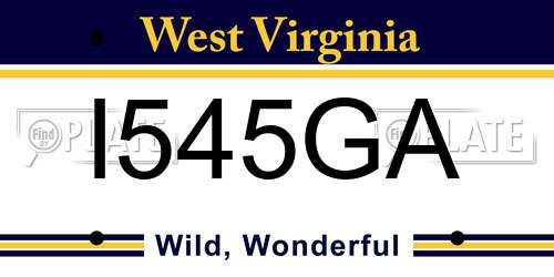 I545GA West Virginia License Plate