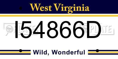 I54866D West Virginia License Plate