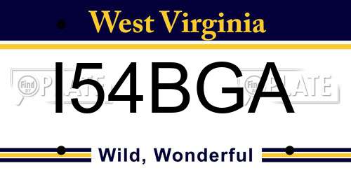 I54BGA West Virginia License Plate