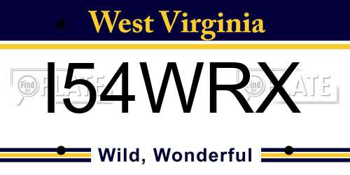 I54WRX West Virginia License Plate