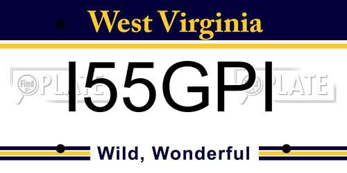 I55GPI West Virginia License Plate