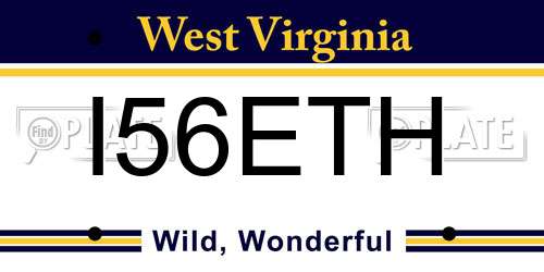 I56ETH West Virginia License Plate
