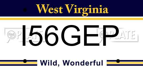 I56GEP West Virginia License Plate
